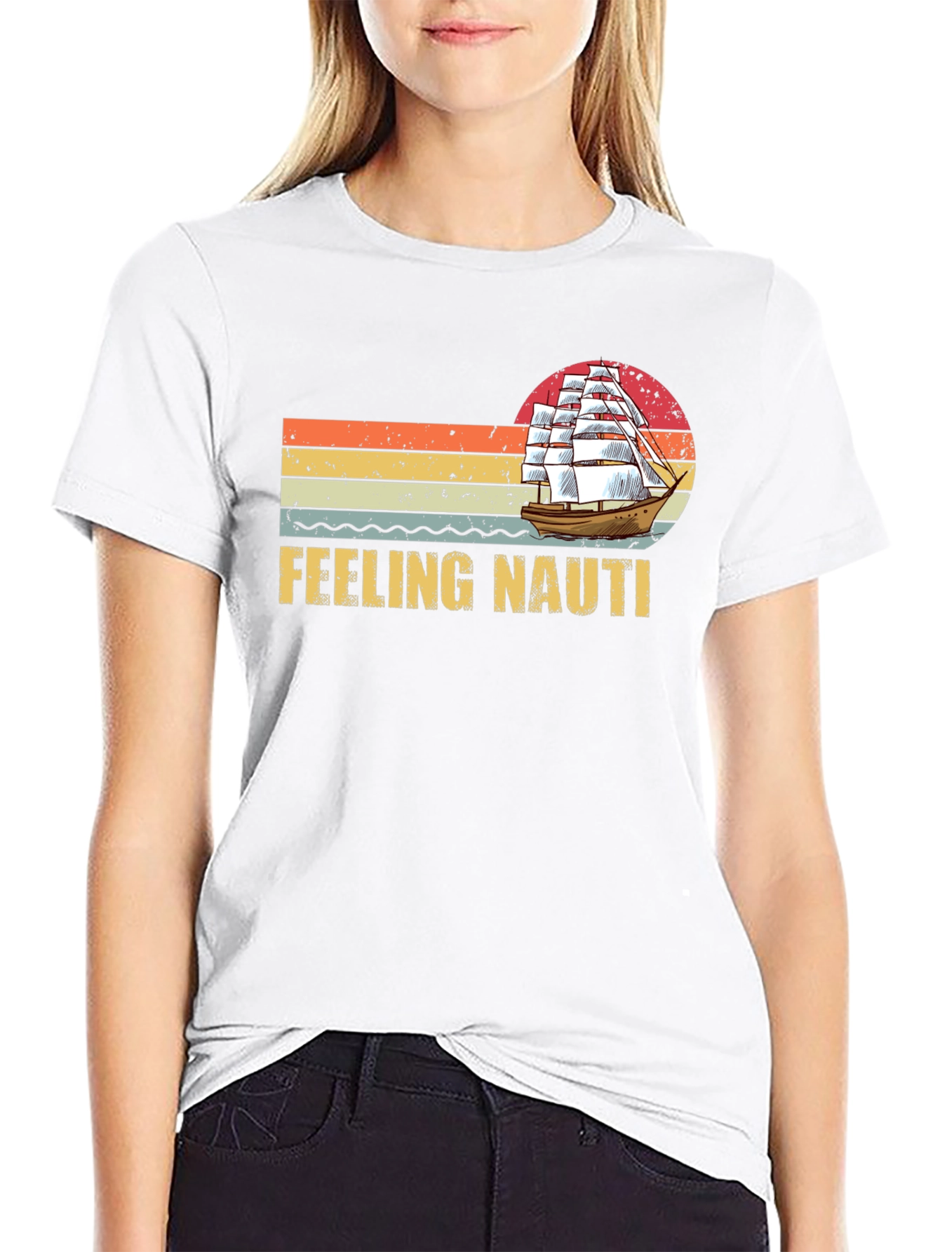 Black Feeling Nauti T-Shirt - Vintage Sailboat Design view 9