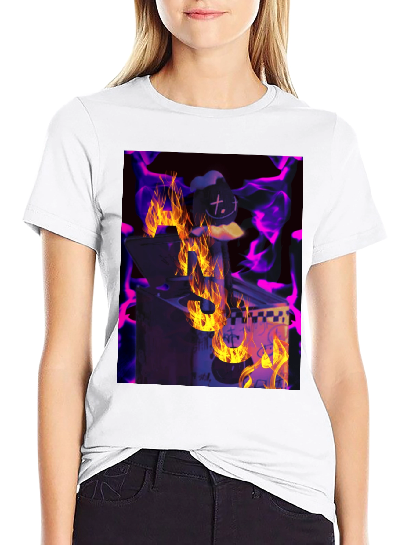 Black Fiery DJ Graphic Tee - Burning Beats T-Shirt view 9