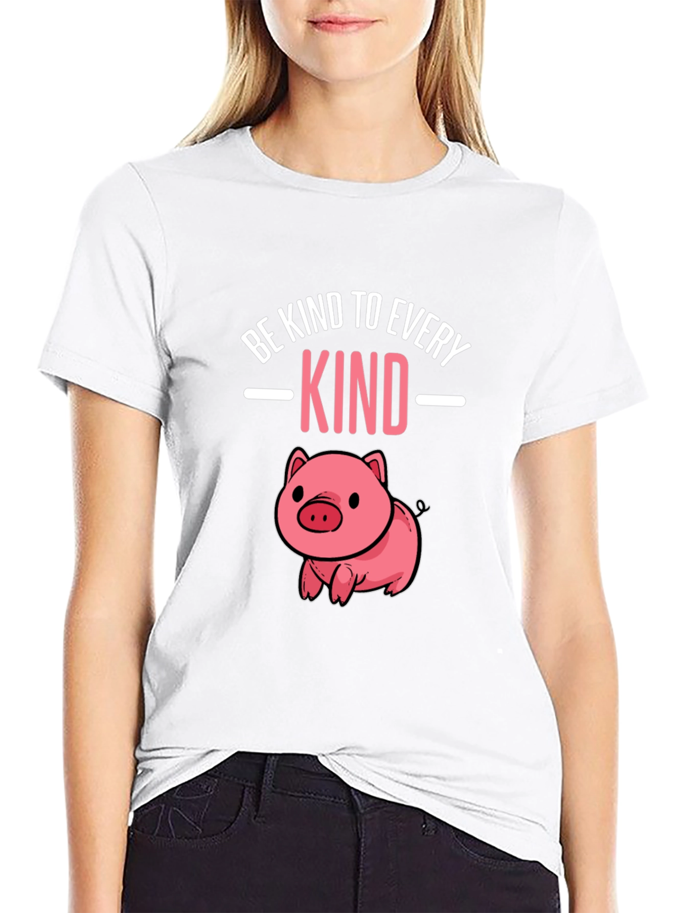 Black Be Kind To Every Kind Pig T-Shirt view 9