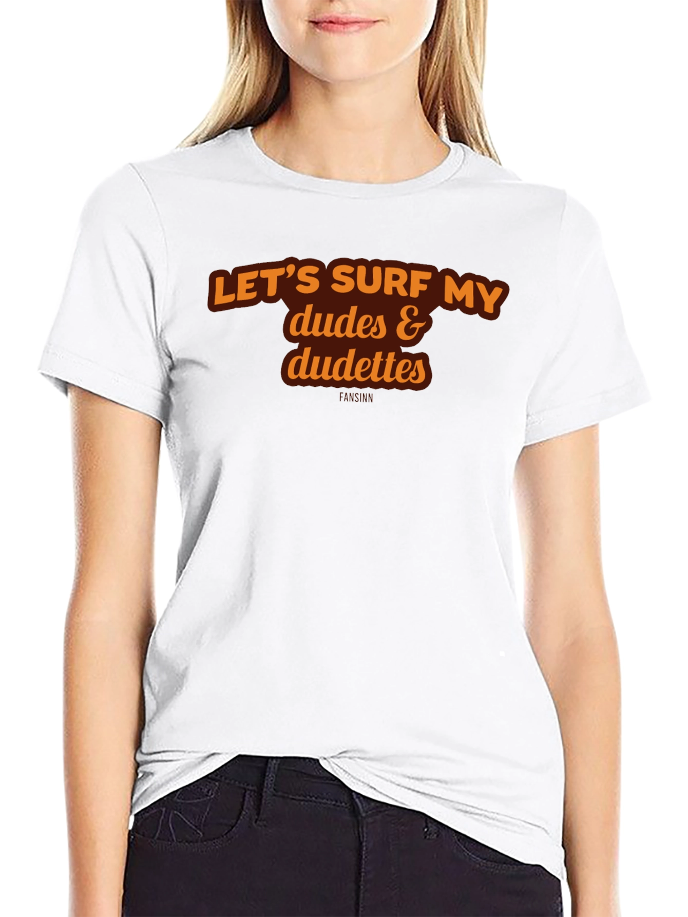 Black Let's Surf Dudes & Dudettes Graphic Tee view 9