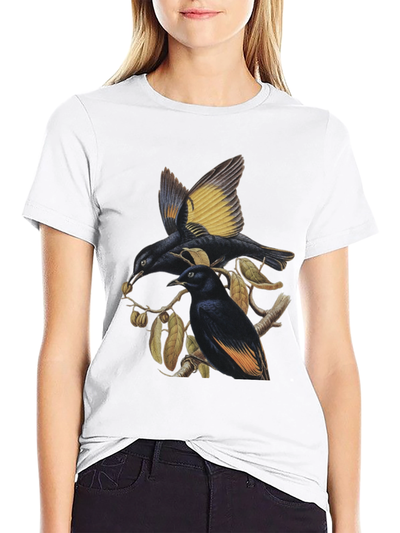 Black Birds on Branch Graphic Tee view 9
