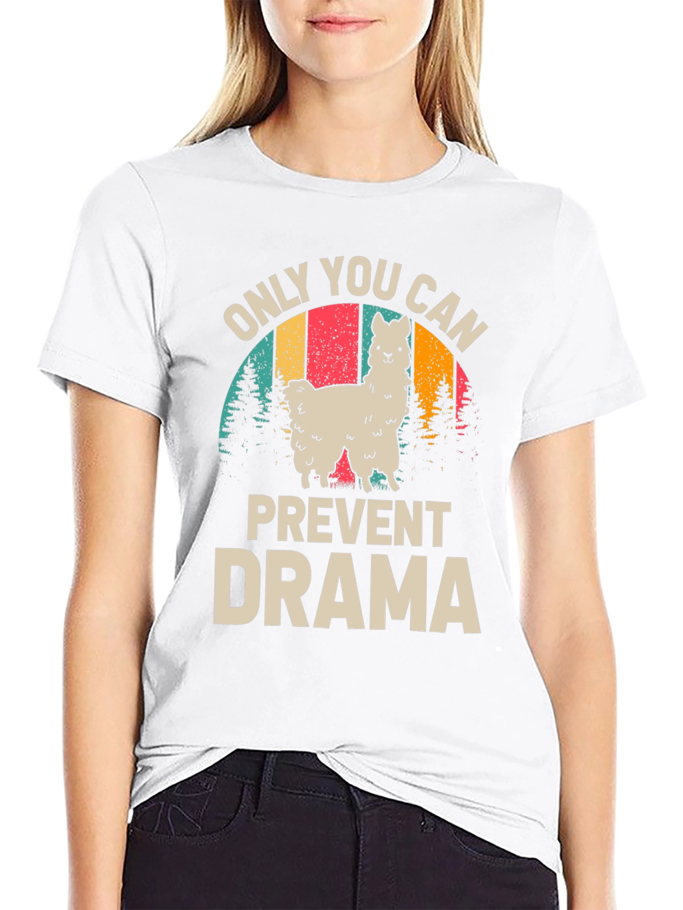 Black Only You Can Prevent Drama Llama Graphic Tee view 9