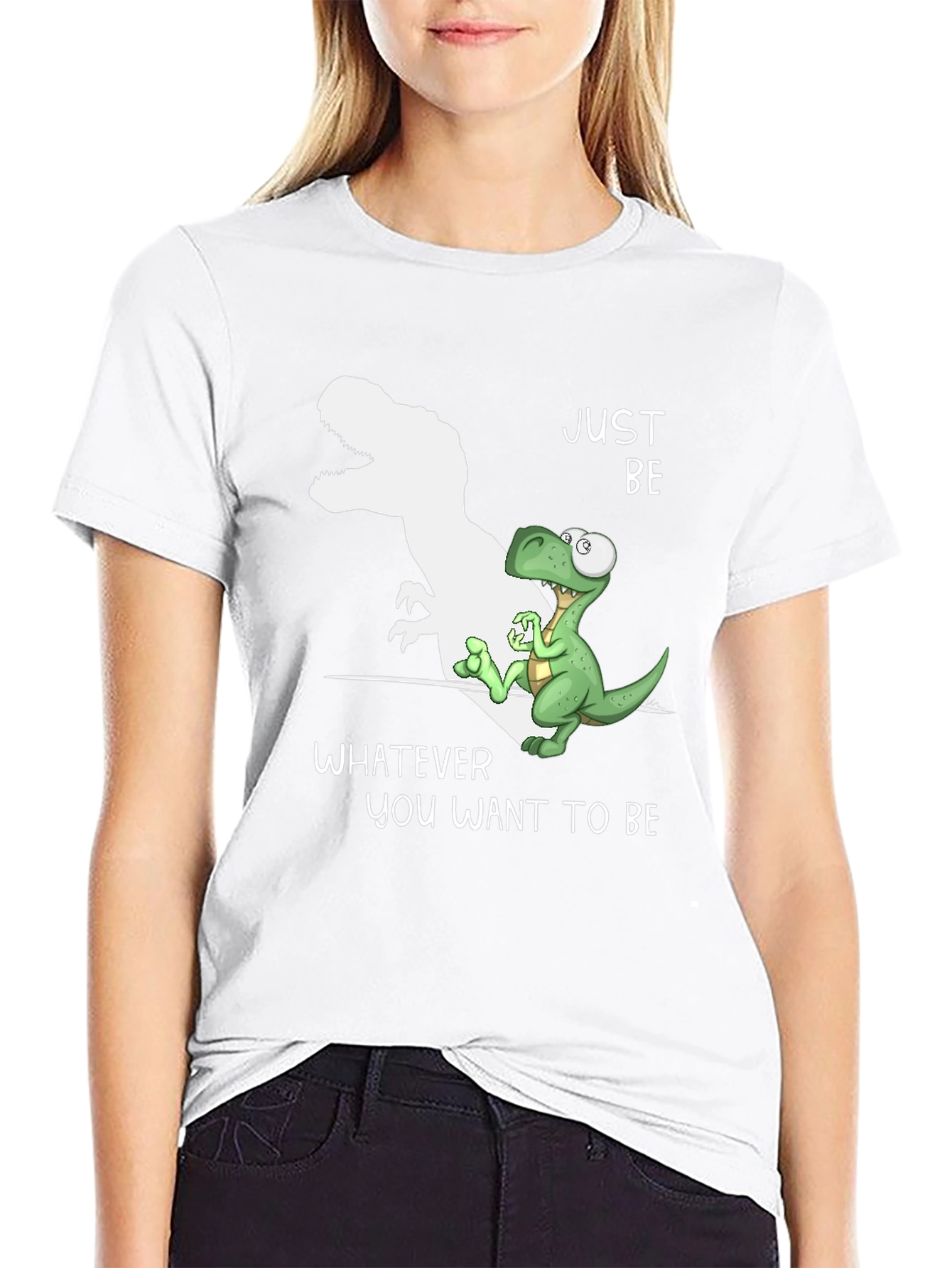 Black Just Be Dinosaur T-Shirt - Inspirational Graphic Tee view 9