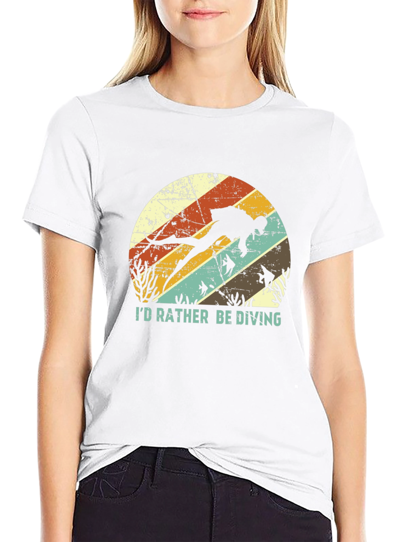 Black I'd Rather Be Diving T-Shirt - Scuba Diver Tee view 9