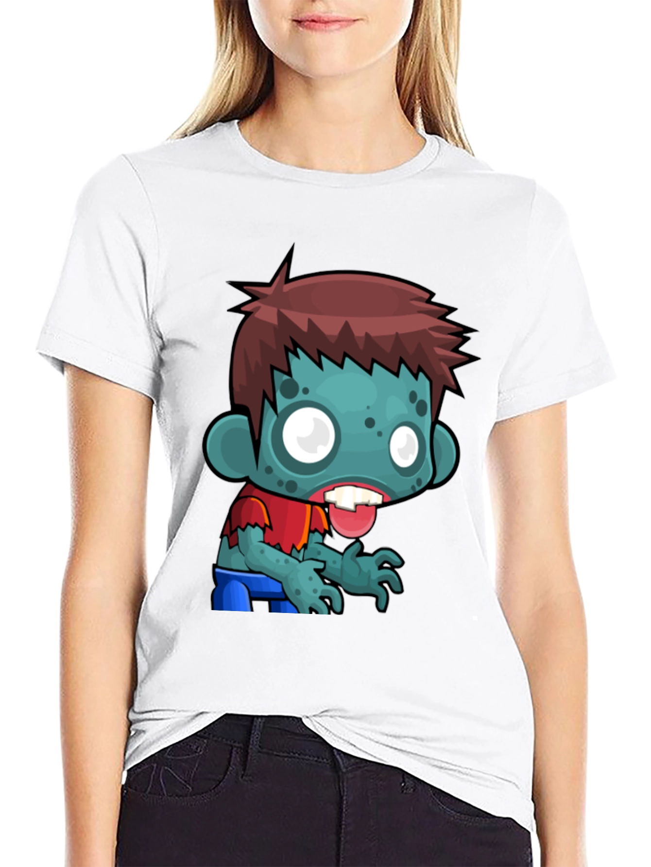 Black Cartoon Zombie Graphic T-Shirt - Mens Black Tee view 9