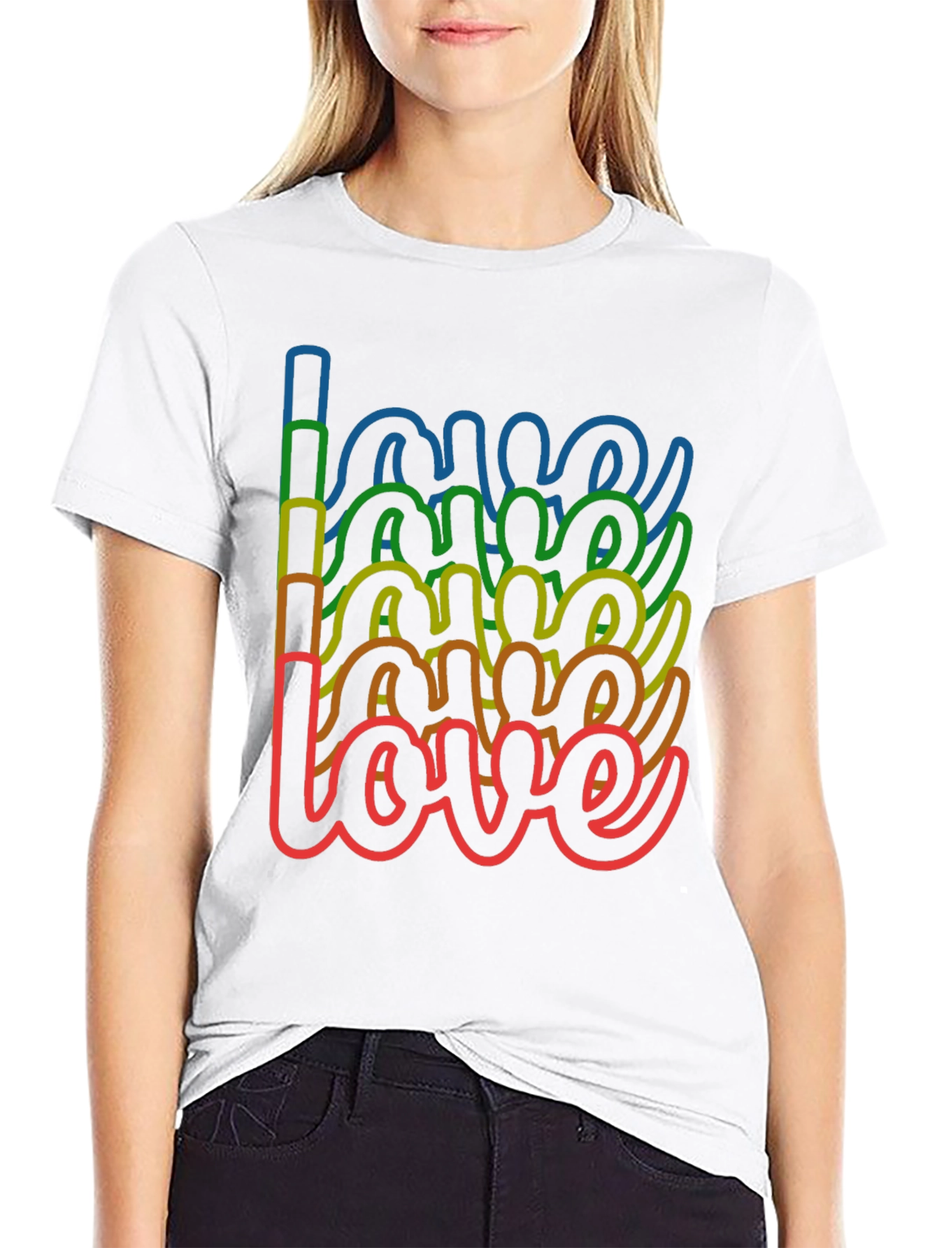 Rainbow Love Graphic Tee - Stylish Black T-Shirt - 9