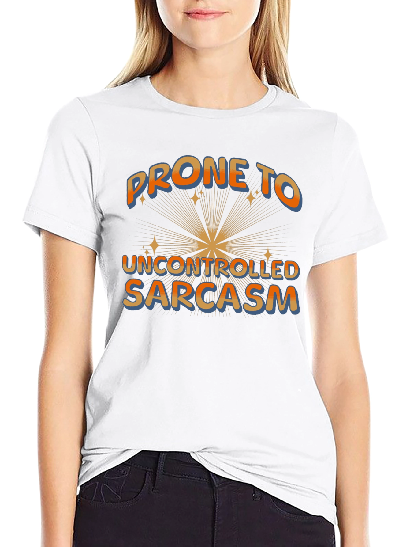 Black Prone to Uncontrolled Sarcasm Graphic Tee view 9