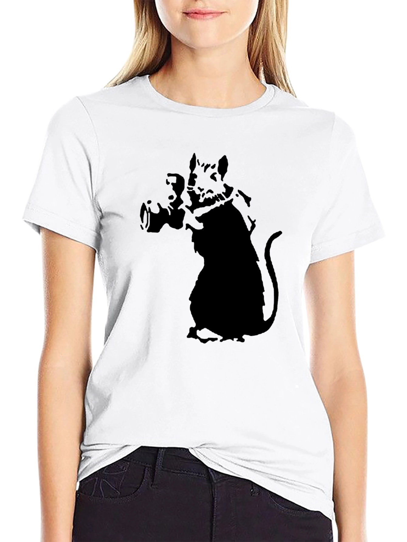 Black Banksy Rat Photographer T-Shirt view 9