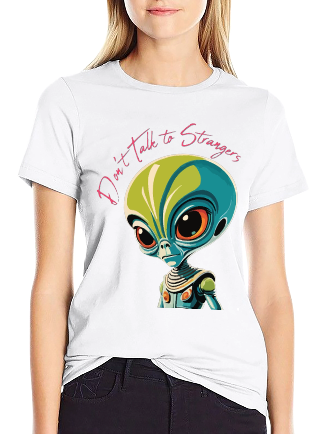 Black Don't Talk to Strangers Alien Graphic Tee view 9