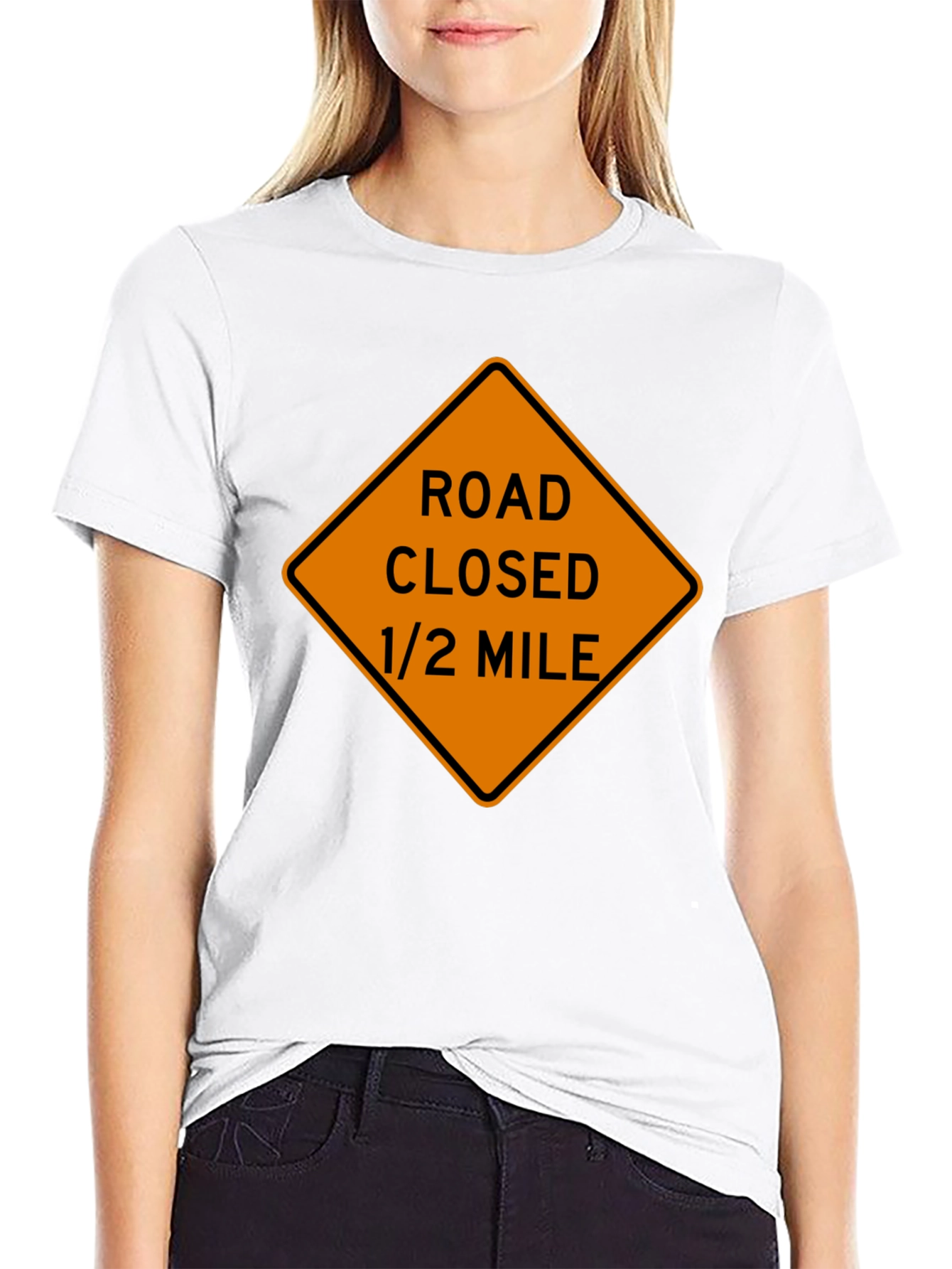 Black Road Closed Ahead T-Shirt view 9