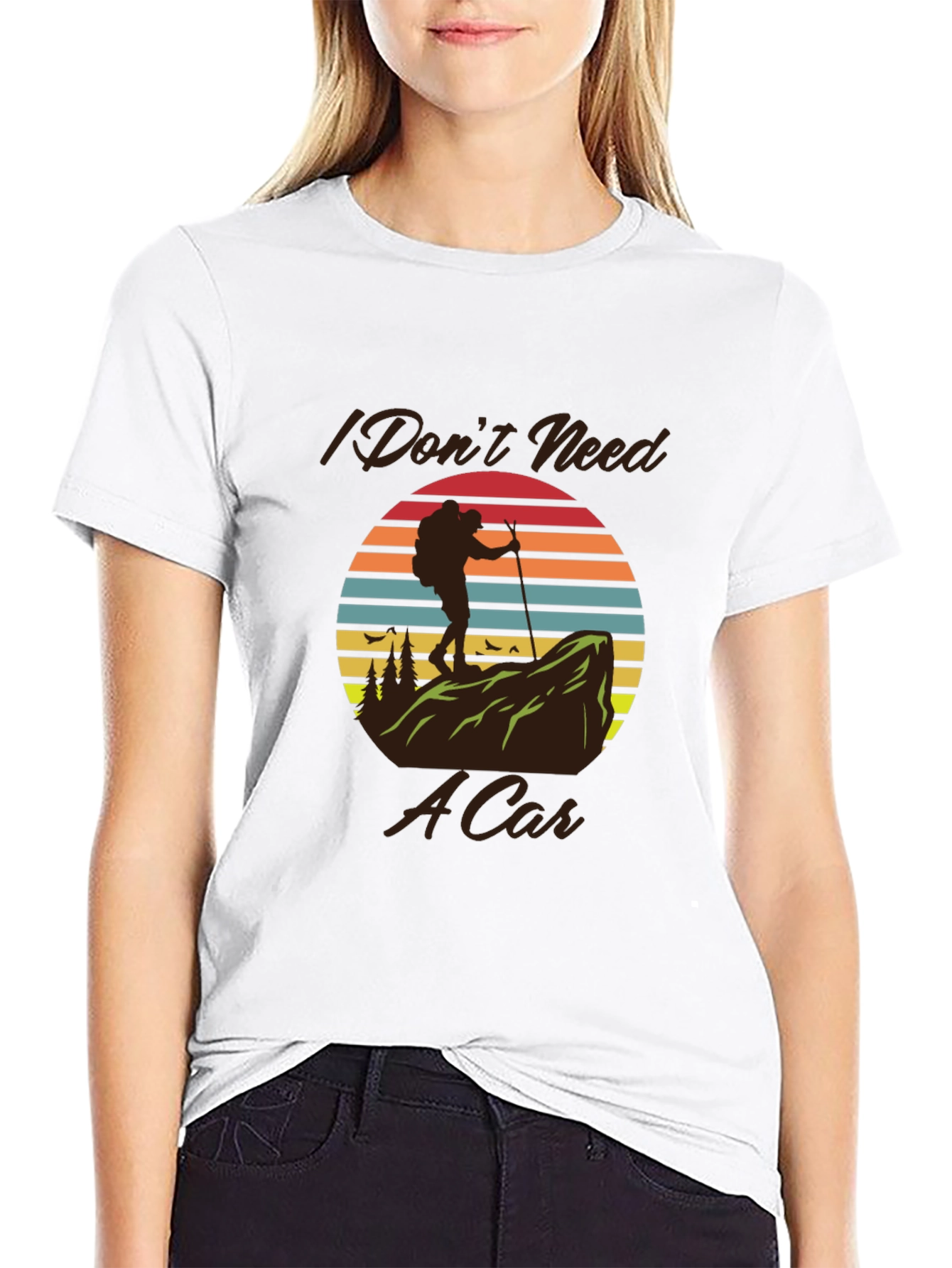 Black Hiking T-Shirt - I Don't Need A Car view 9