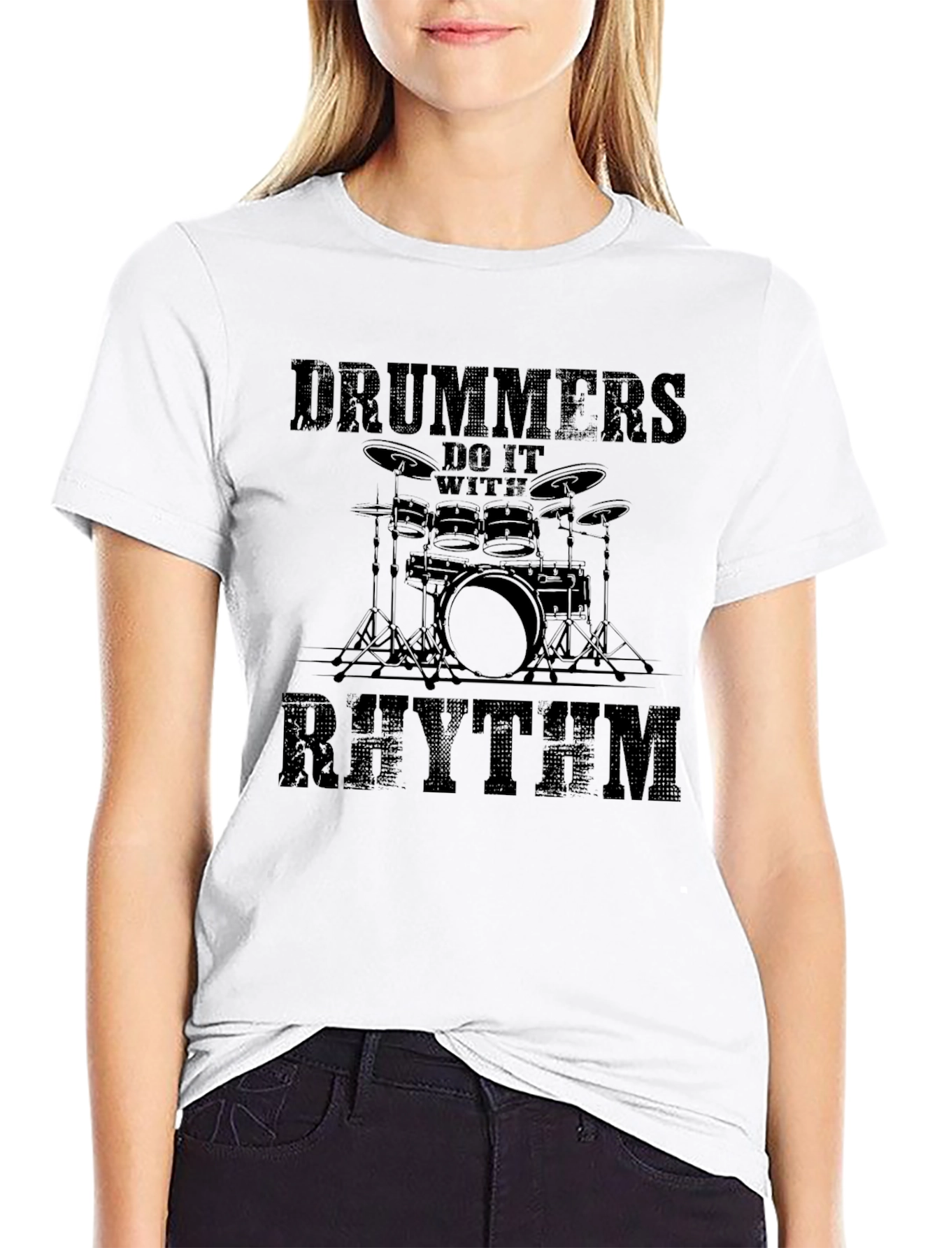 Drummers Do It With Rhythm Black T-Shirt - 9