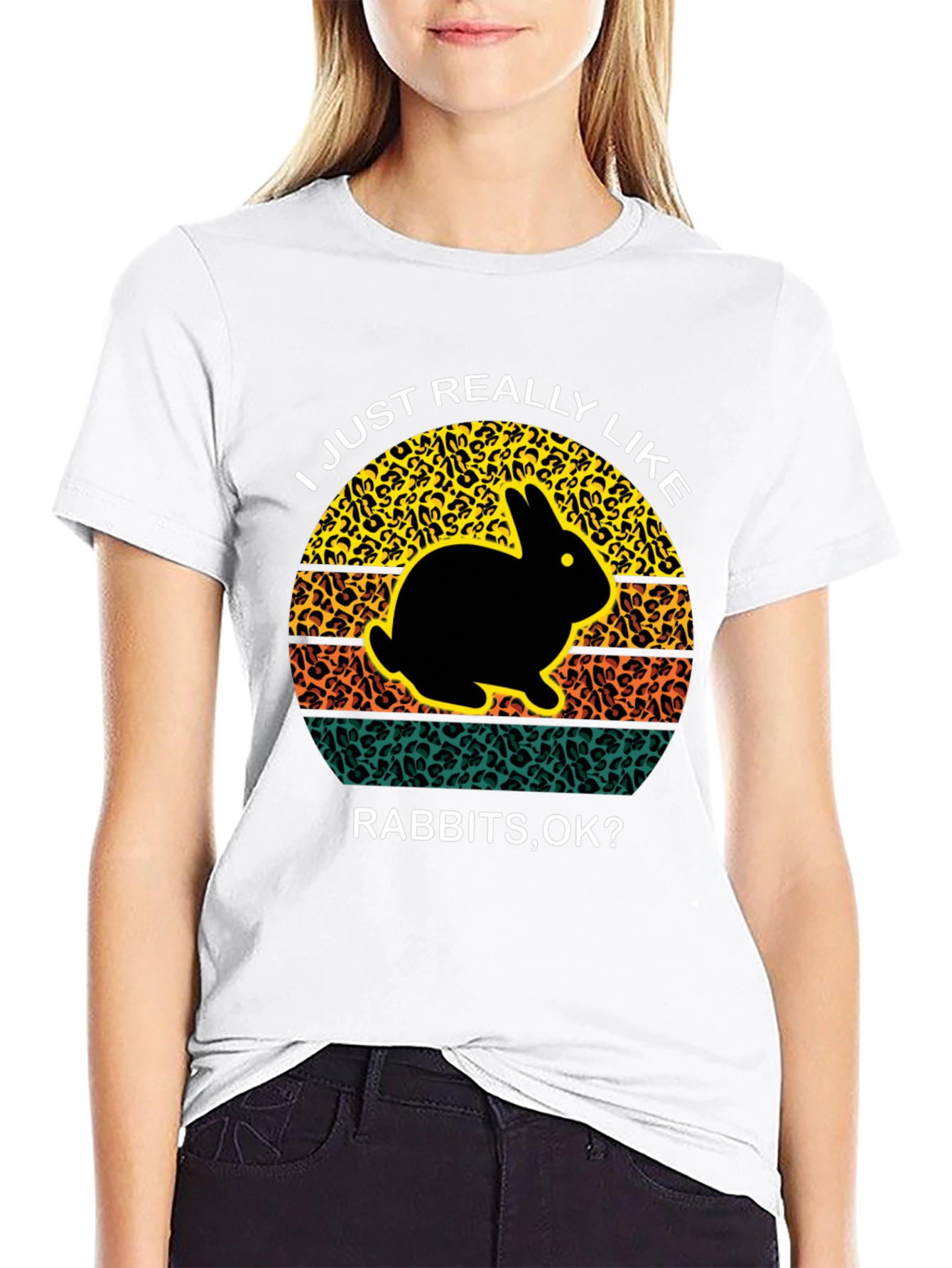 Black I Just Really Like Rabbits OK Black T-Shirt view 9