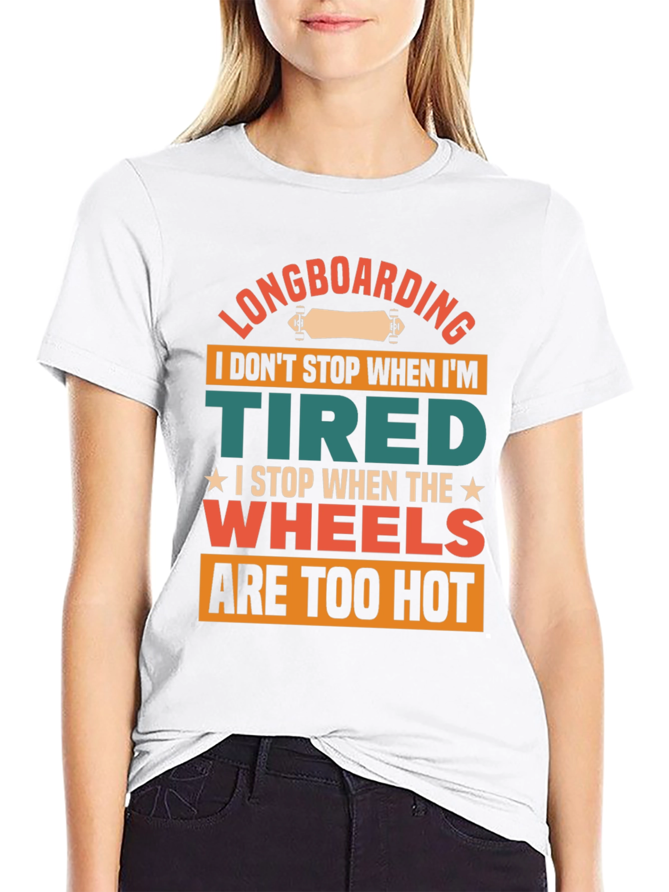 Black Longboarding Lover's T-Shirt: Wheels Too Hot! view 9