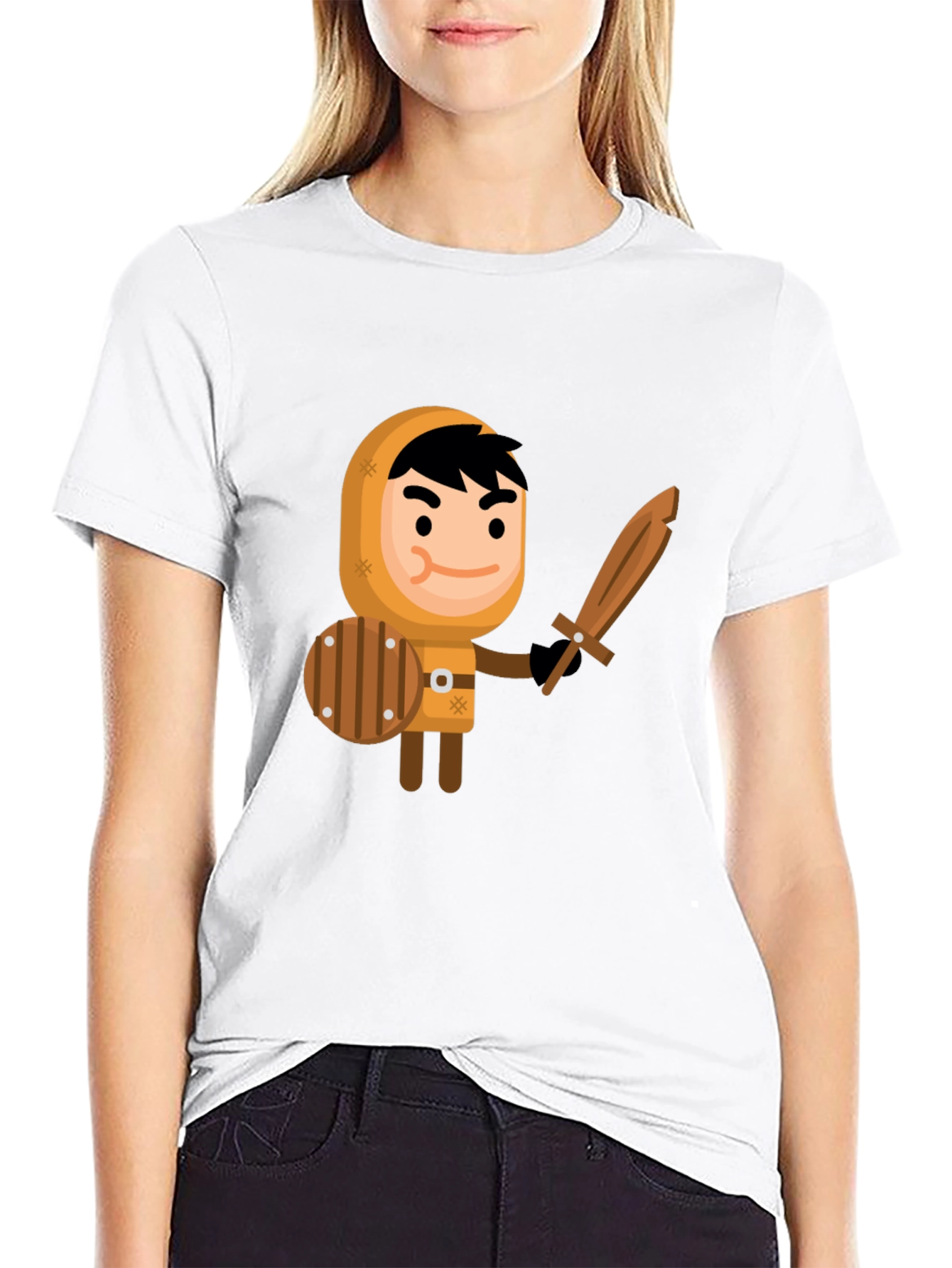 Black Cartoon Knight Graphic Tee - Fun, Unique Design view 9
