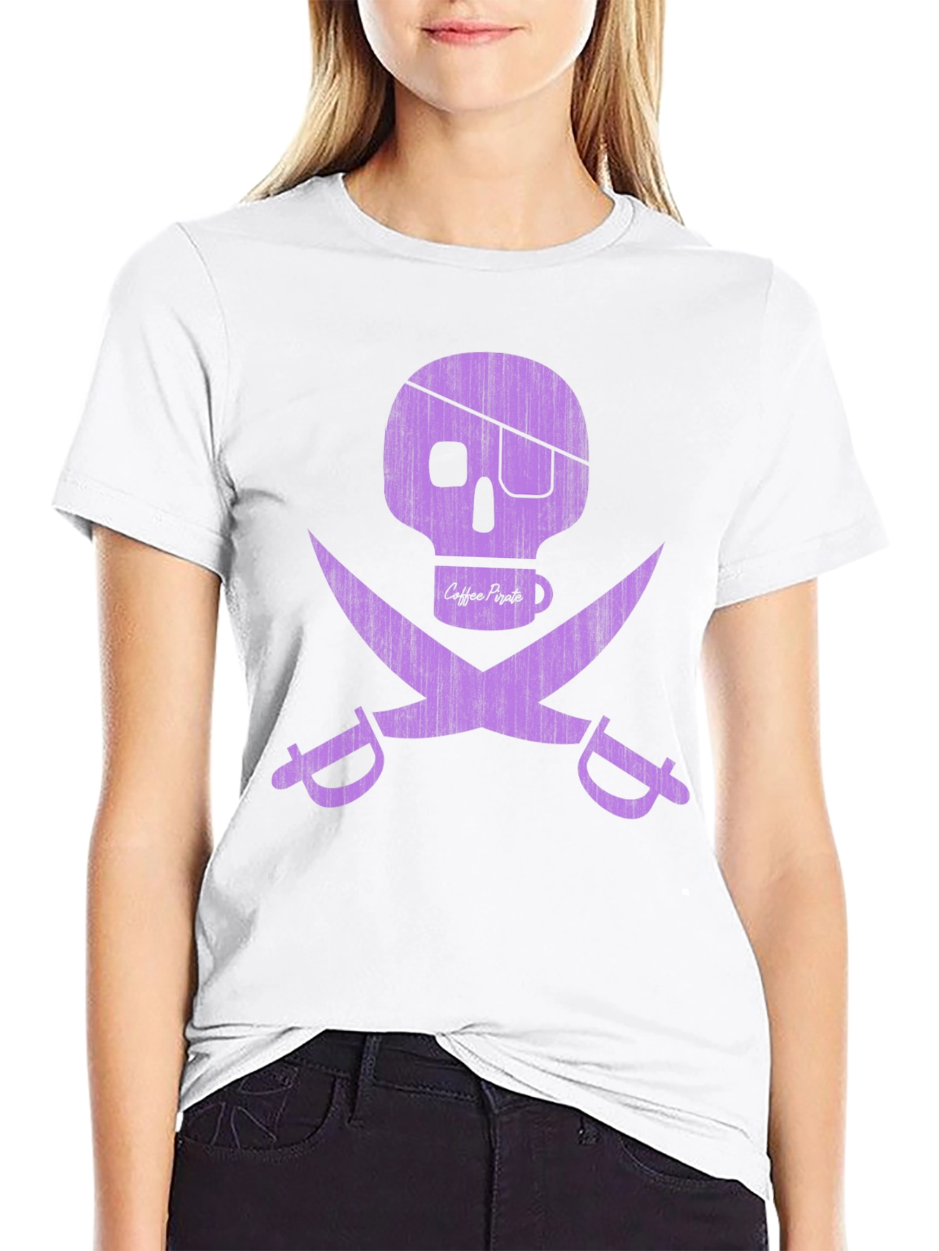 Black Coffee Pirate Graphic T-Shirt - Skull & Swords view 9