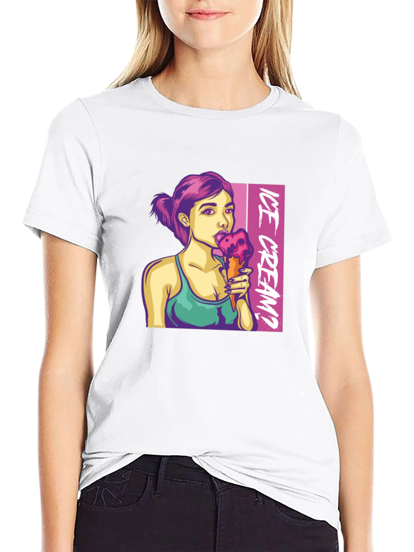Black Ice Cream Girl Graphic T-Shirt - Stylish Unisex Tee view 9