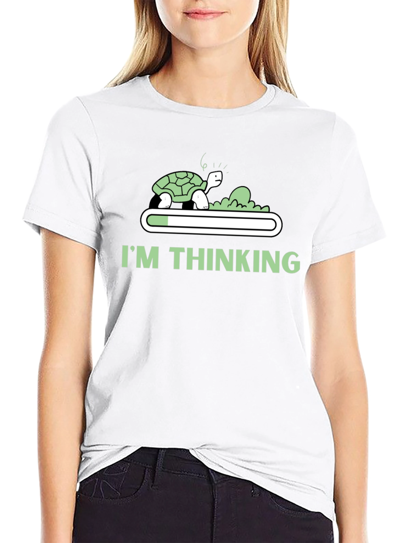 Black I'm Thinking Funny Turtle T-Shirt view 9