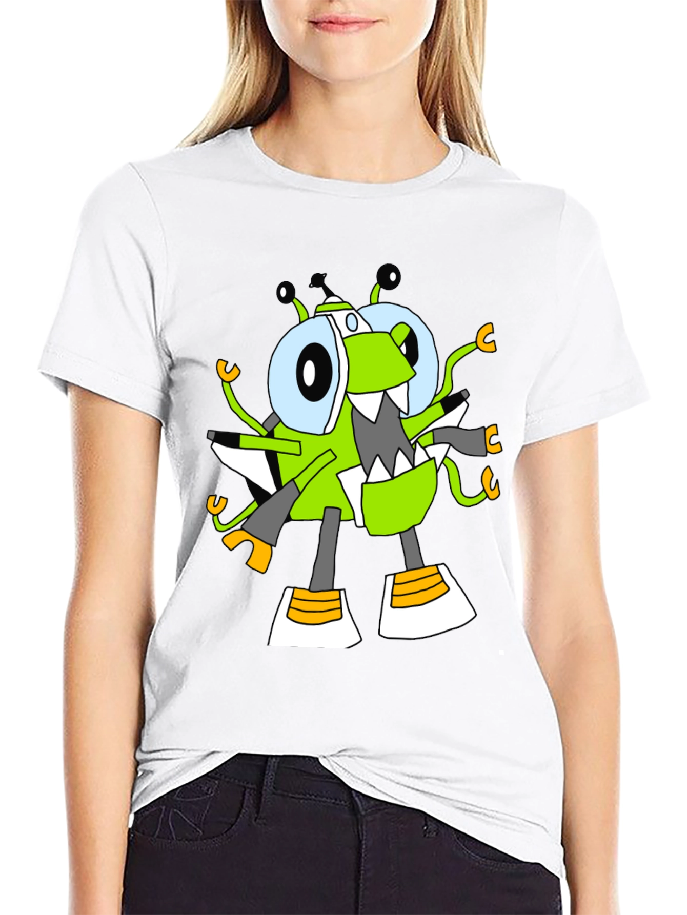 Black Cartoon Character Graphic Tee view 9