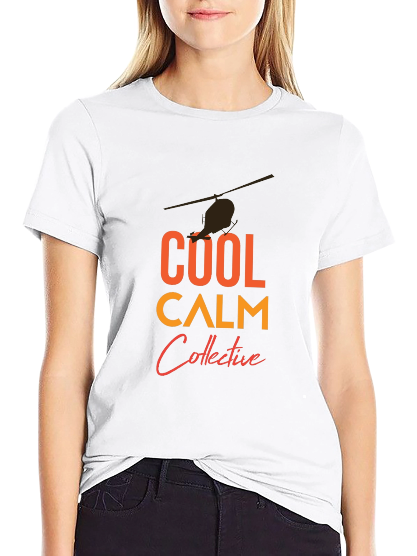 Black Cool Calm Collective T-Shirt - Helicopter Graphic view 9