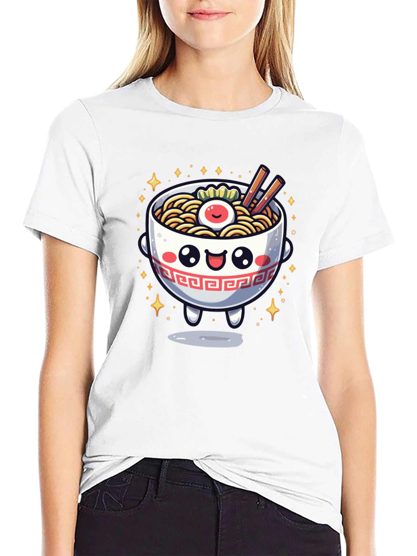 Black Kawaii Ramen Bowl T-Shirt view 9