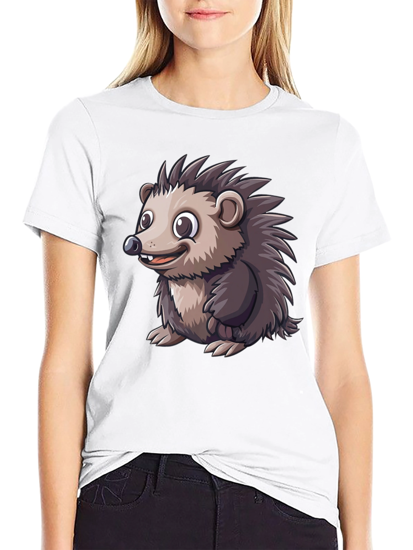 Black Hedgehog Graphic Tee - Soft Cotton Blend view 9