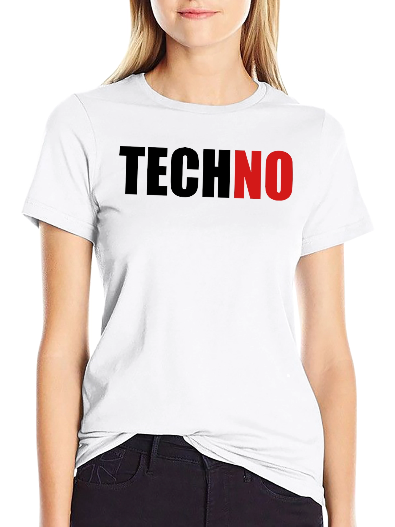 Black Techno T-Shirt - Black Crew Neck Tee view 9