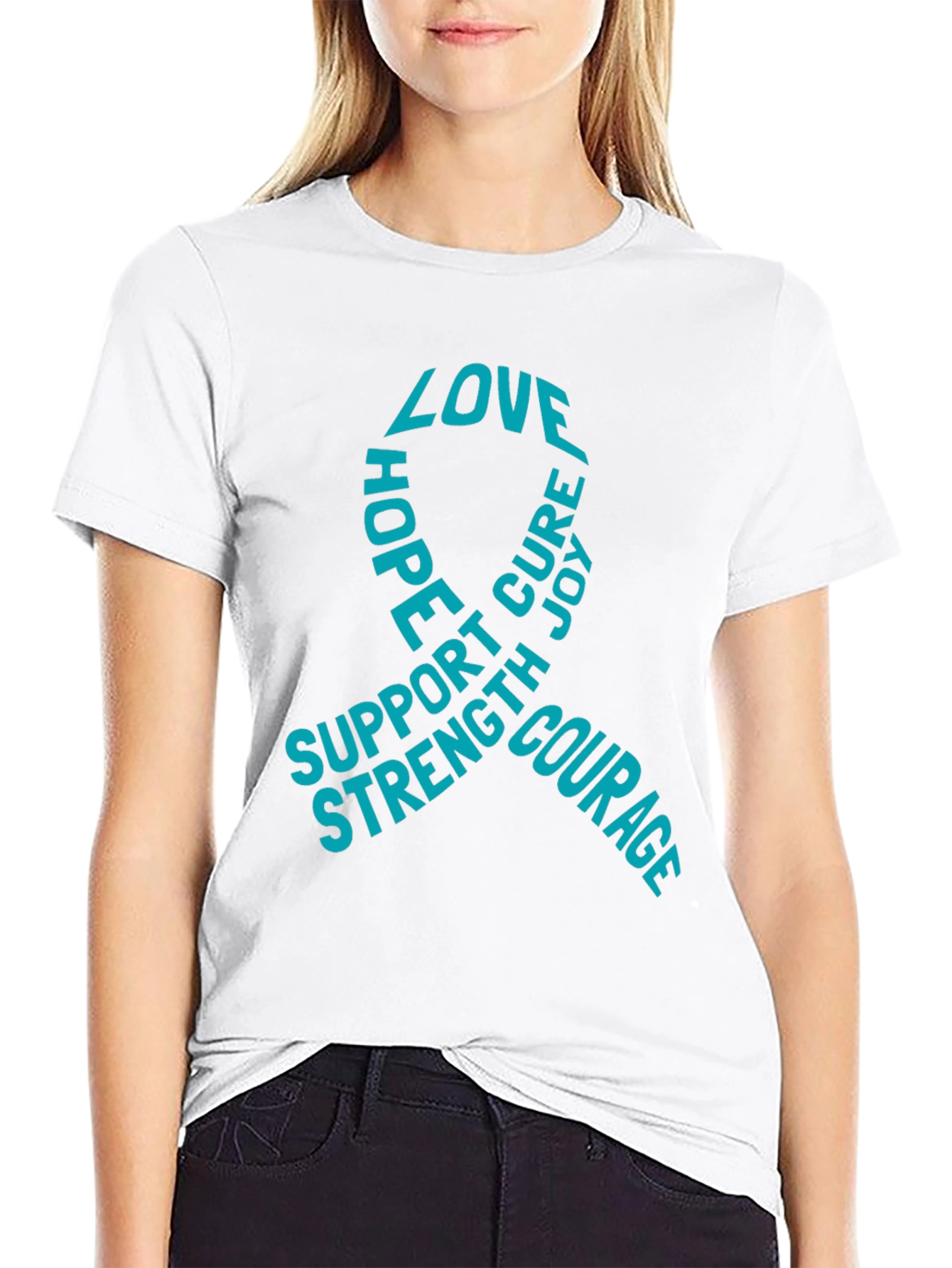 Black Love Hope Cure T-Shirt - Support, Strength, Courage view 9