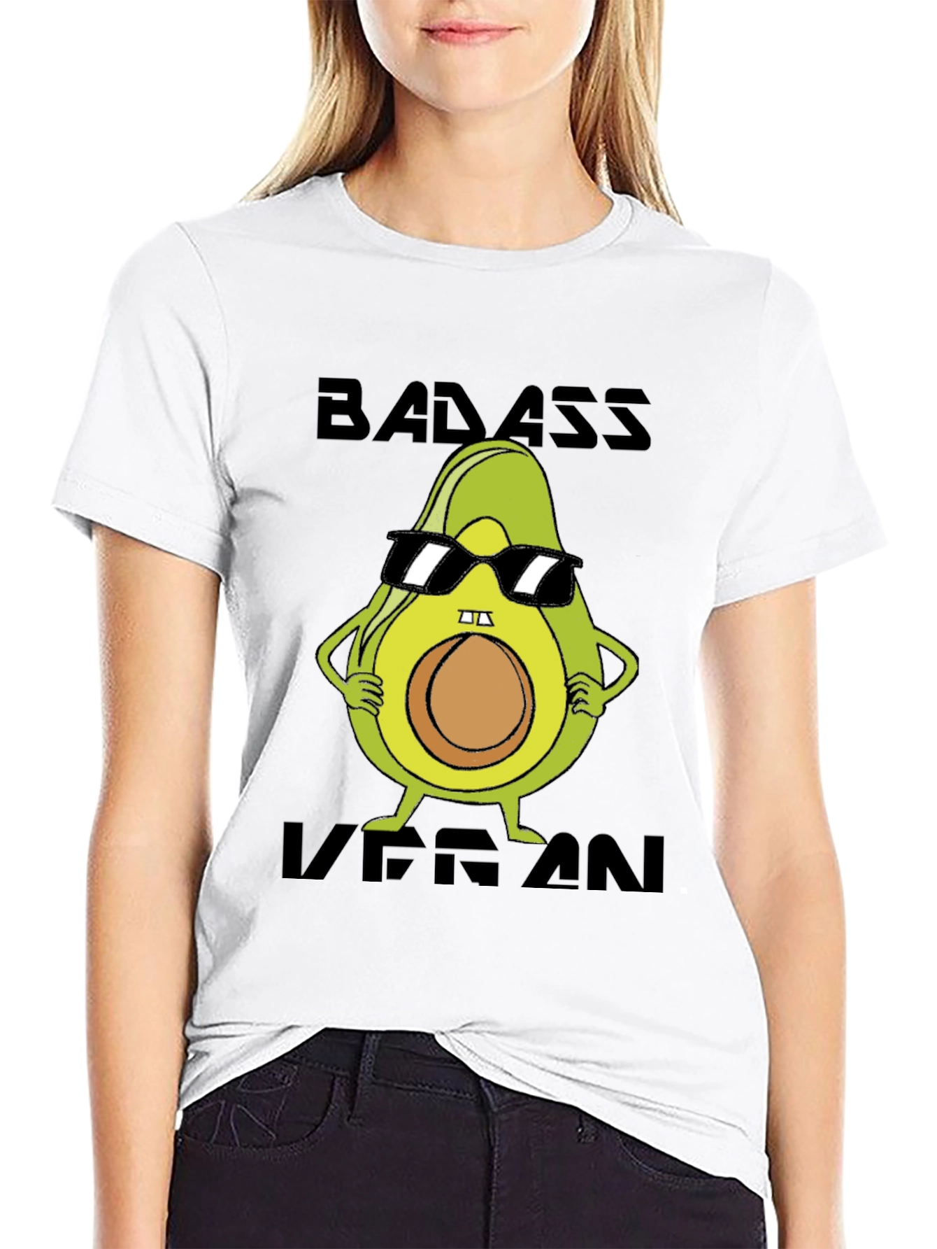 Black Badass Vegan Avocado T-Shirt view 9