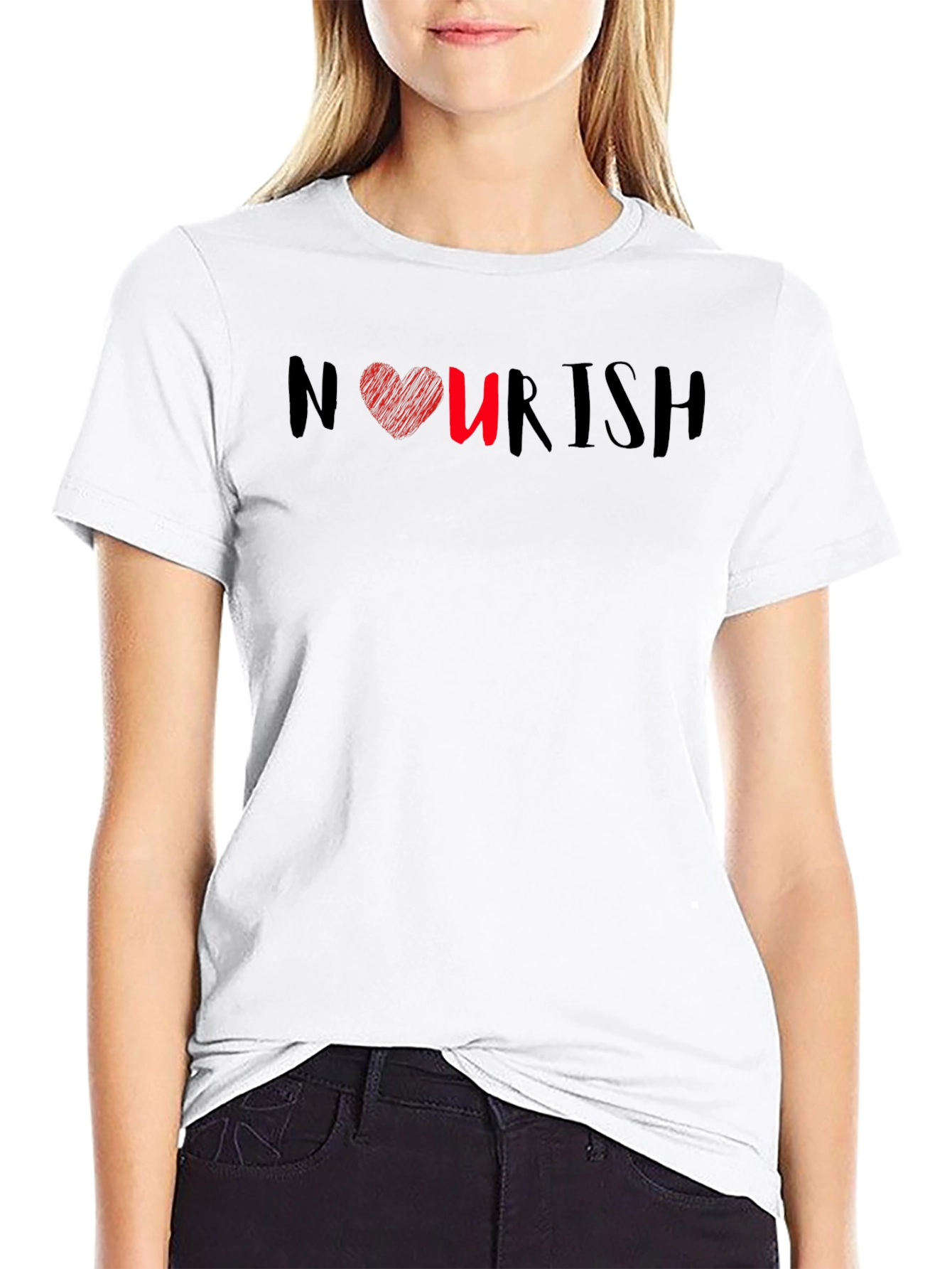 Black Nourish Heart Graphic Tee - Black view 9
