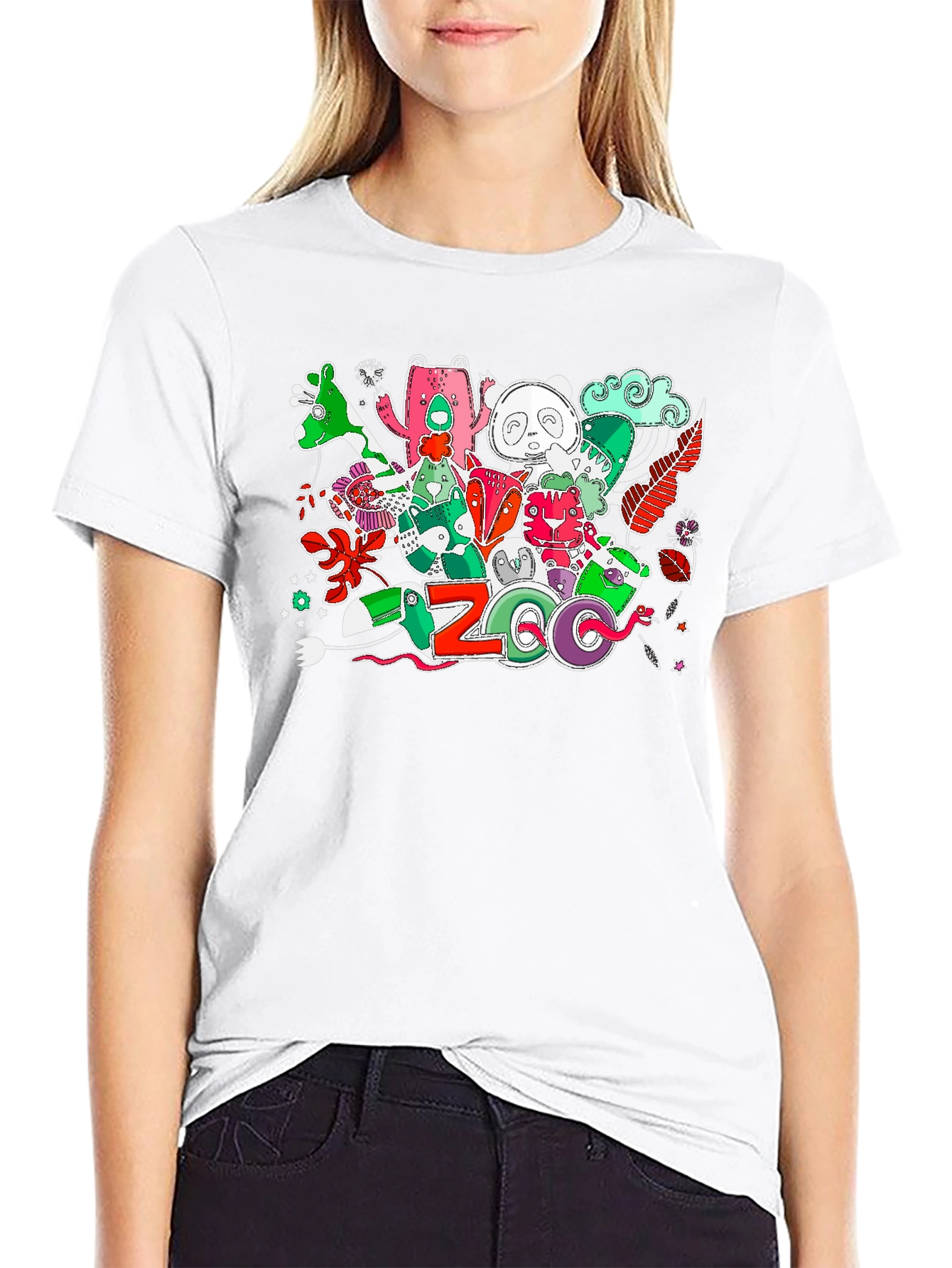 Black Zoo Animal Graphic Print T-Shirt view 9