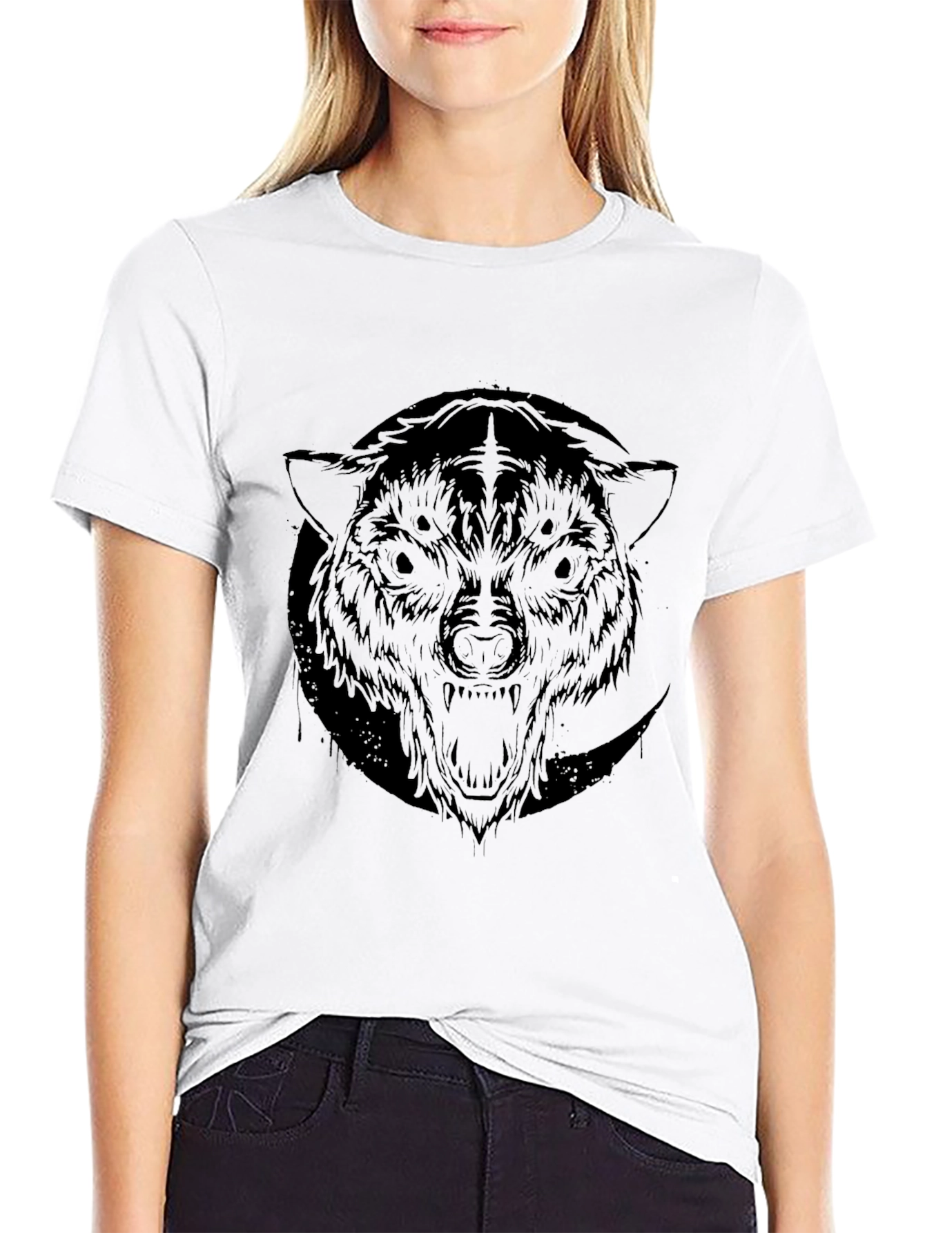 Black Black Wolf Graphic Tee - Men's Crew Neck view 9