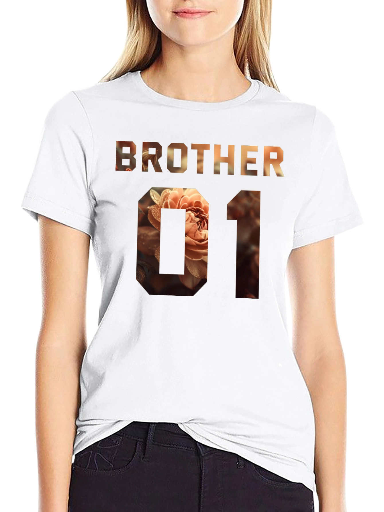 Black Brother 01 Floral Print Tee - Black Cotton view 9