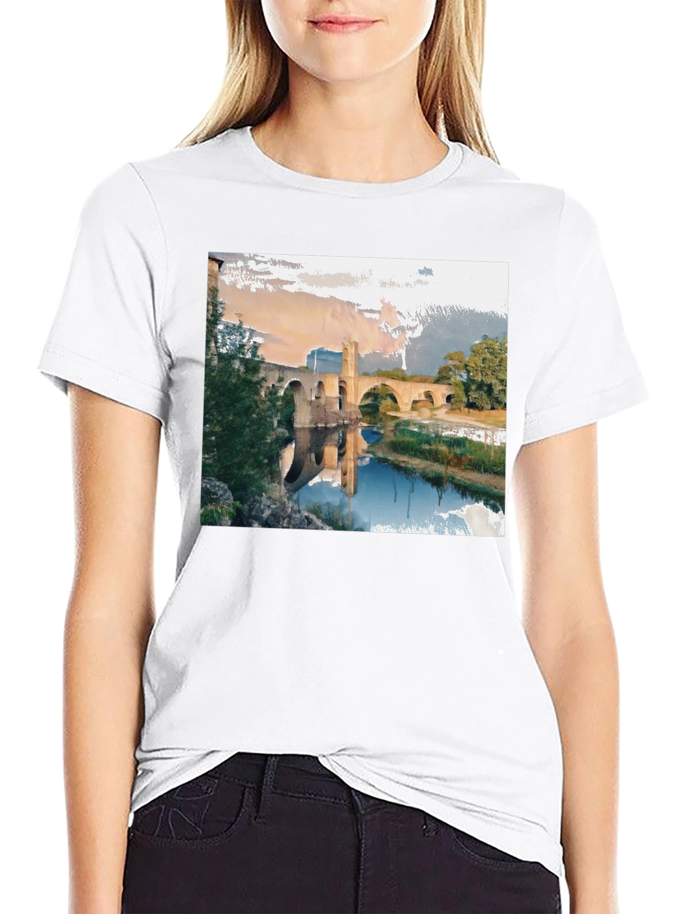 Black River Bridge Graphic Tee - Black Cotton Blend view 9