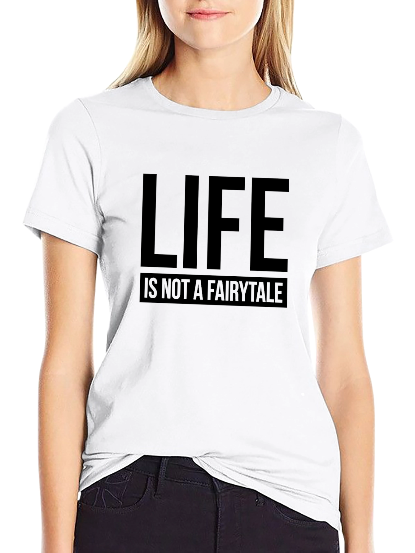 Black Life Is Not A Fairytale Graphic Tee - Mens Black T-Shirt view 9