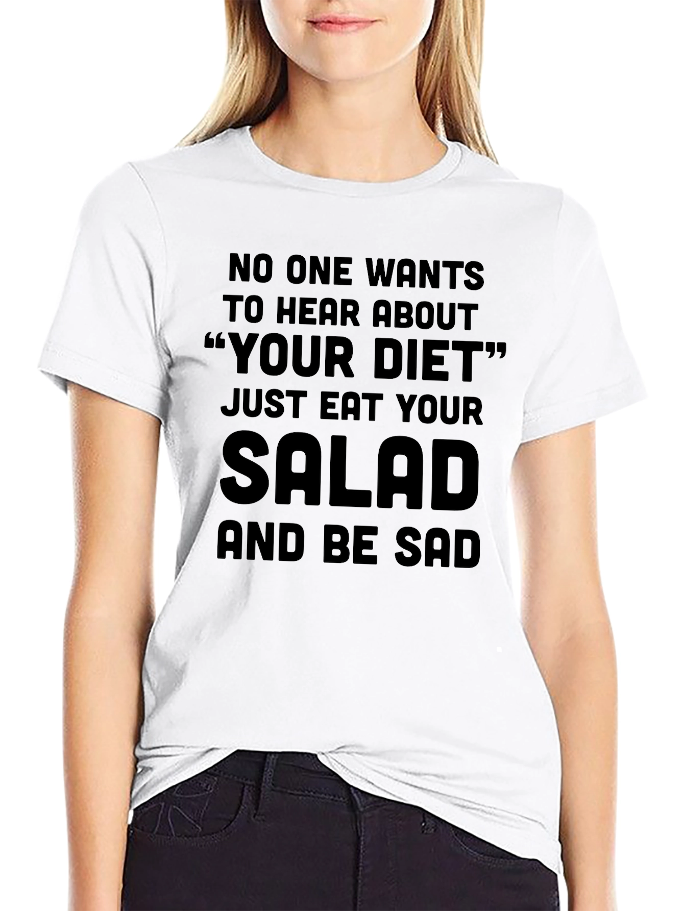 Black Eat Your Salad T-Shirt Funny Diet Tee view 9