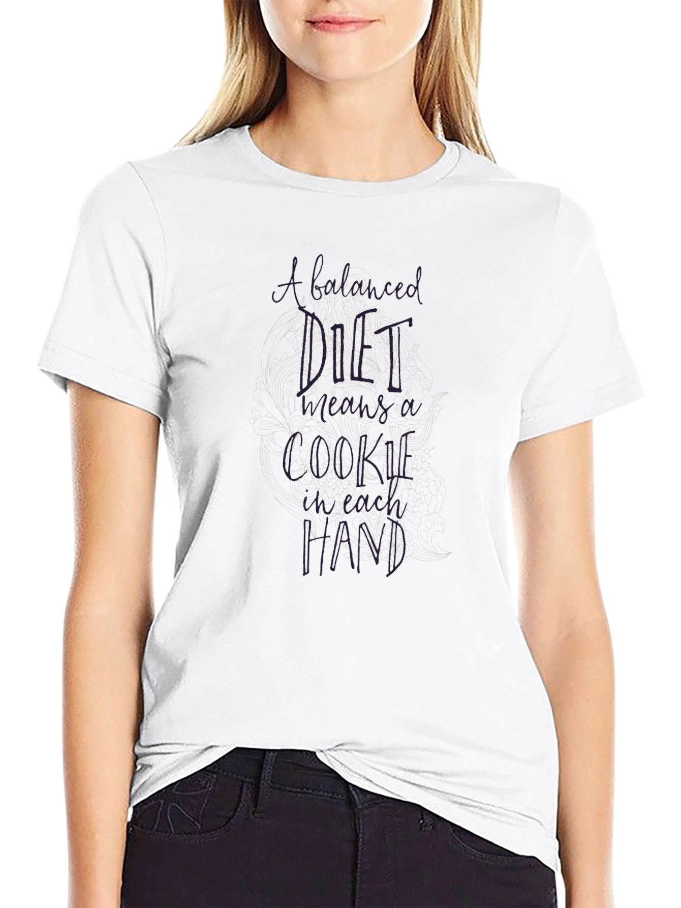 Black Humorous Diet Cookie T-Shirt view 9