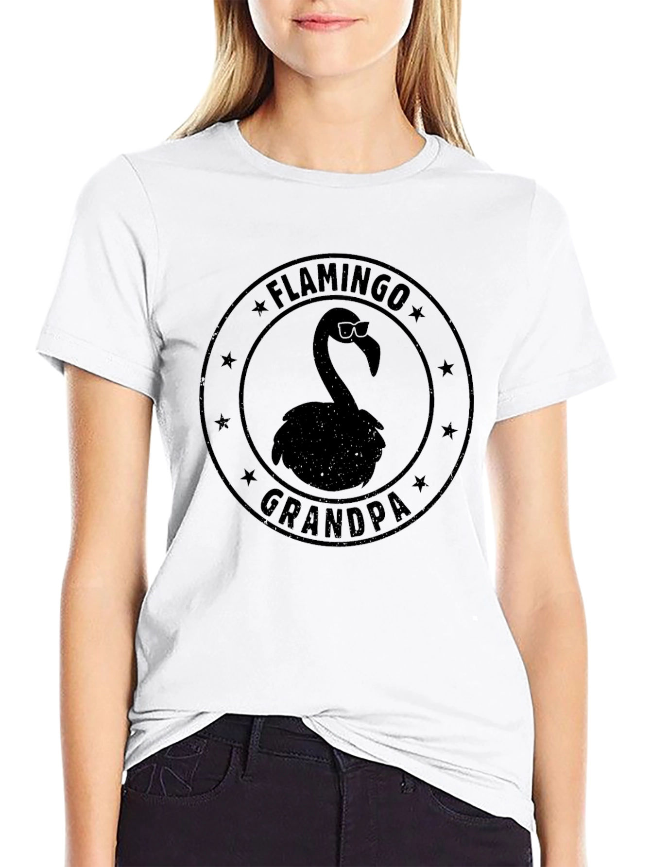 Black Flamingo Grandpa T-Shirt - Men's Black Tee view 9