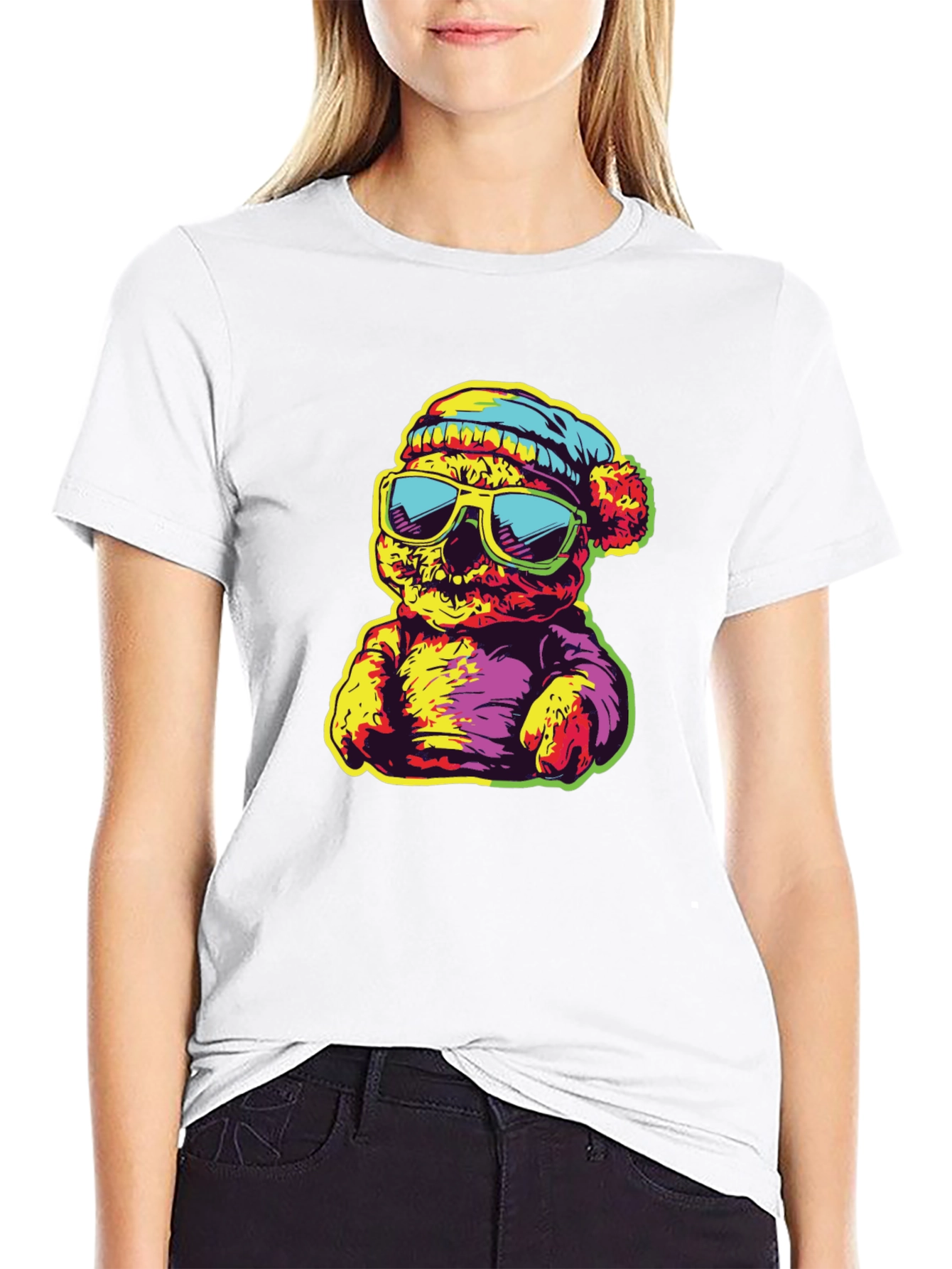 Black Cool Bear Graphic Print T-Shirt view 9