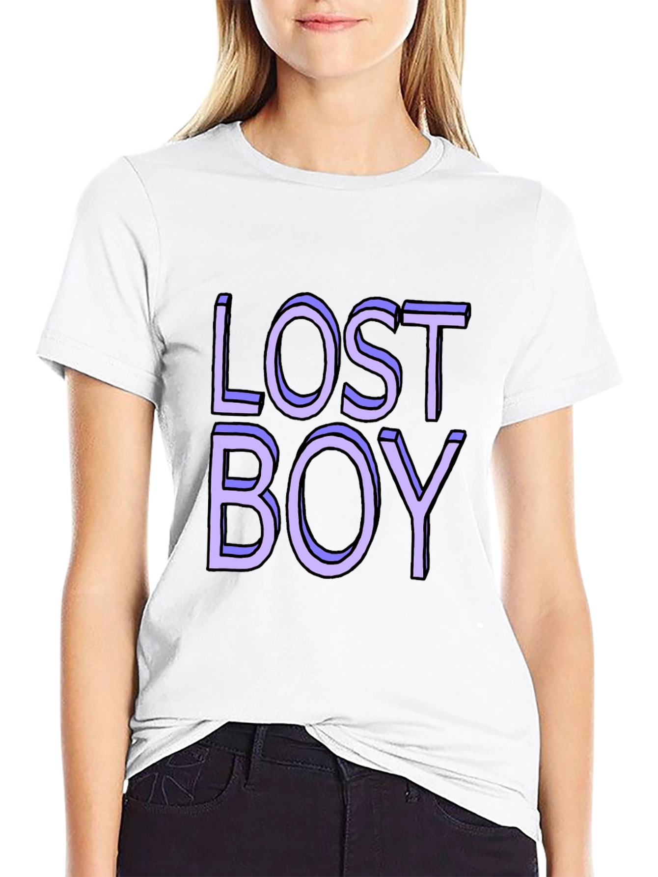 Black Lost Boy Graphic Tee - Classic Black Cotton Blend view 9