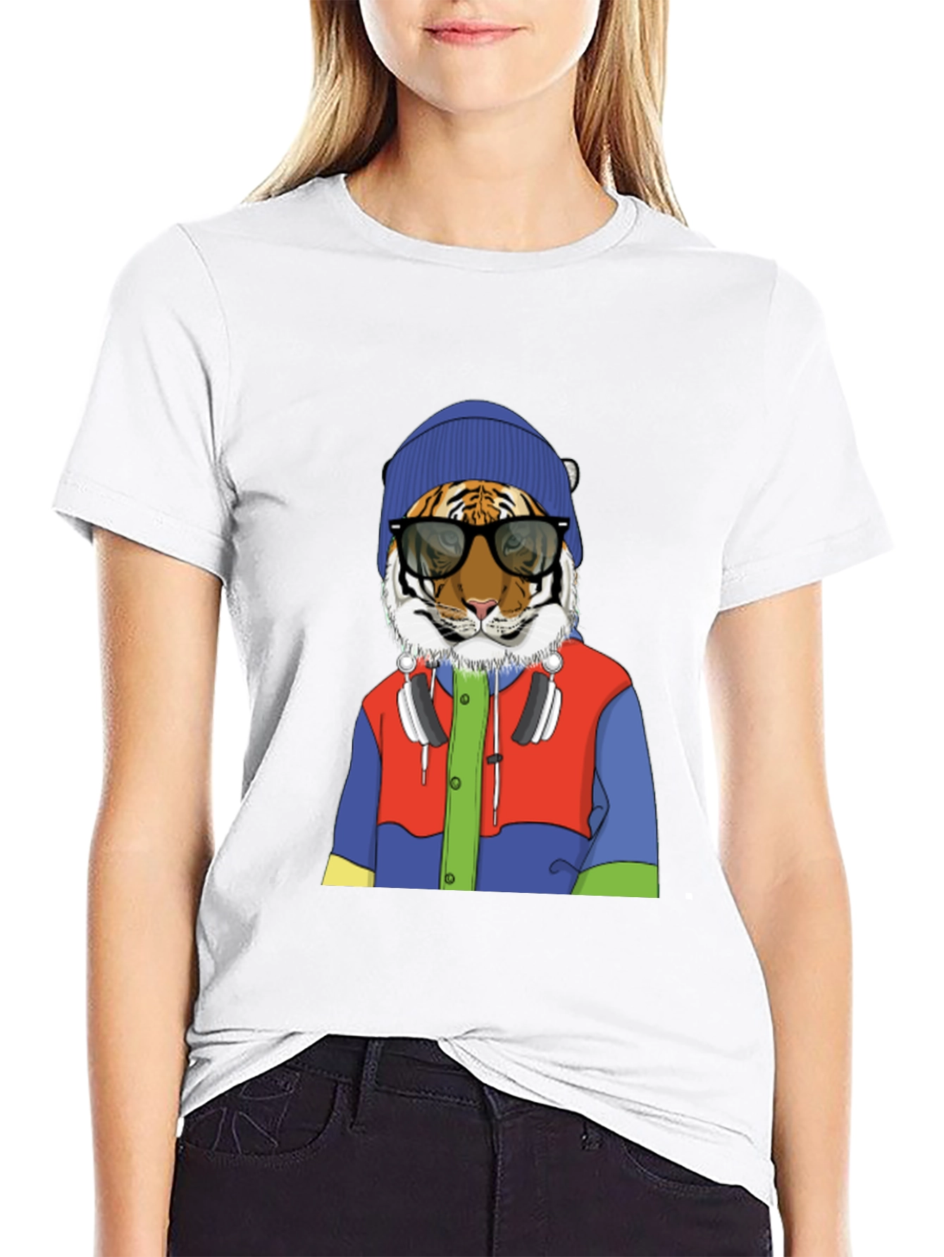 Black Hipster Tiger Graphic Tee view 9