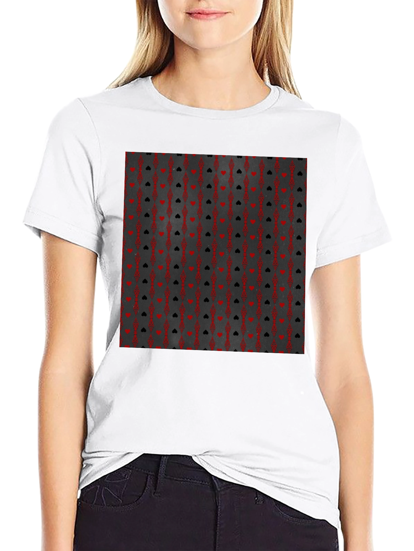 Black Playing Card Suit Pattern T-Shirt - Black view 9