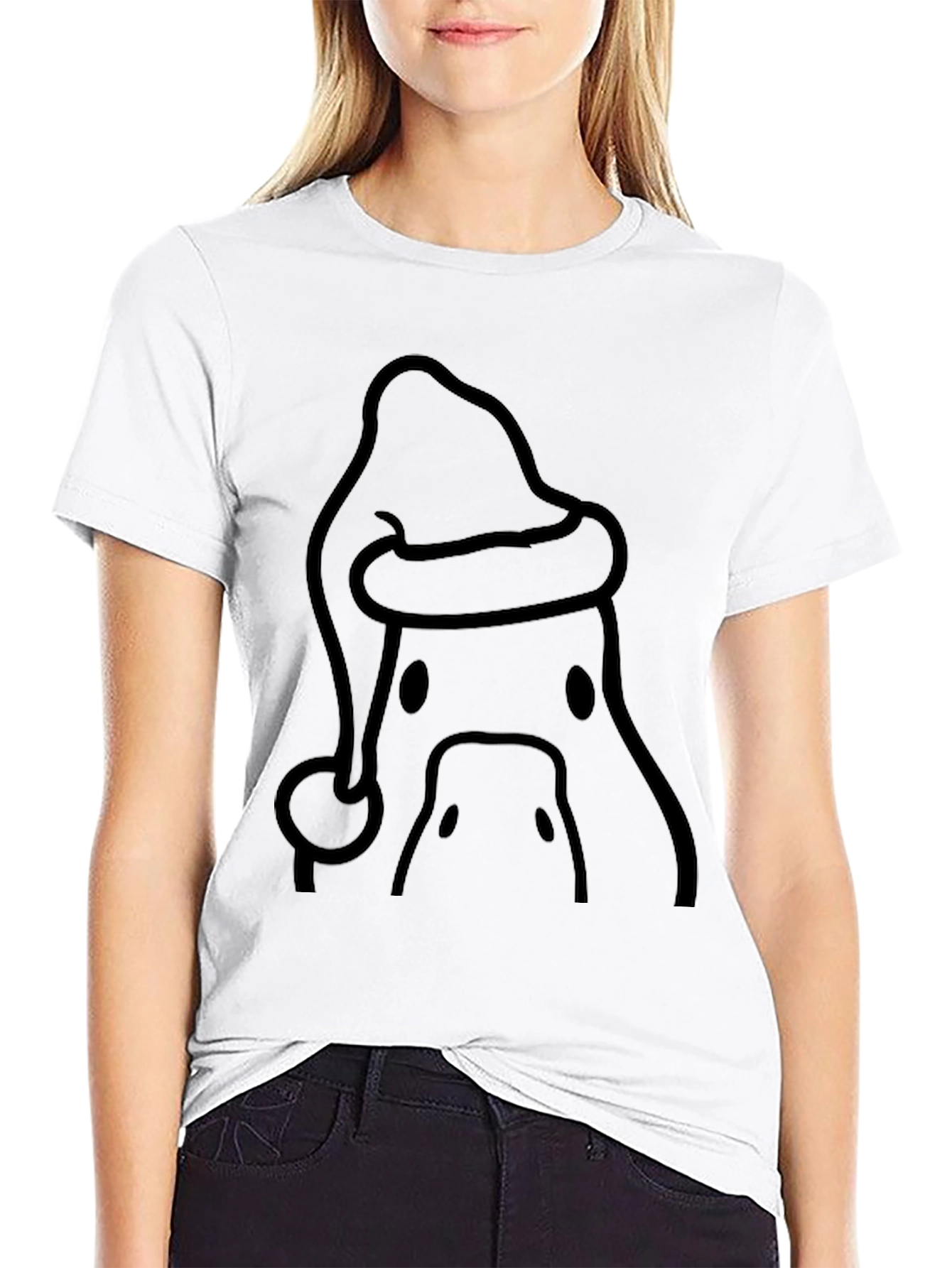 Black Festive Duck Santa Hat T-Shirt view 9