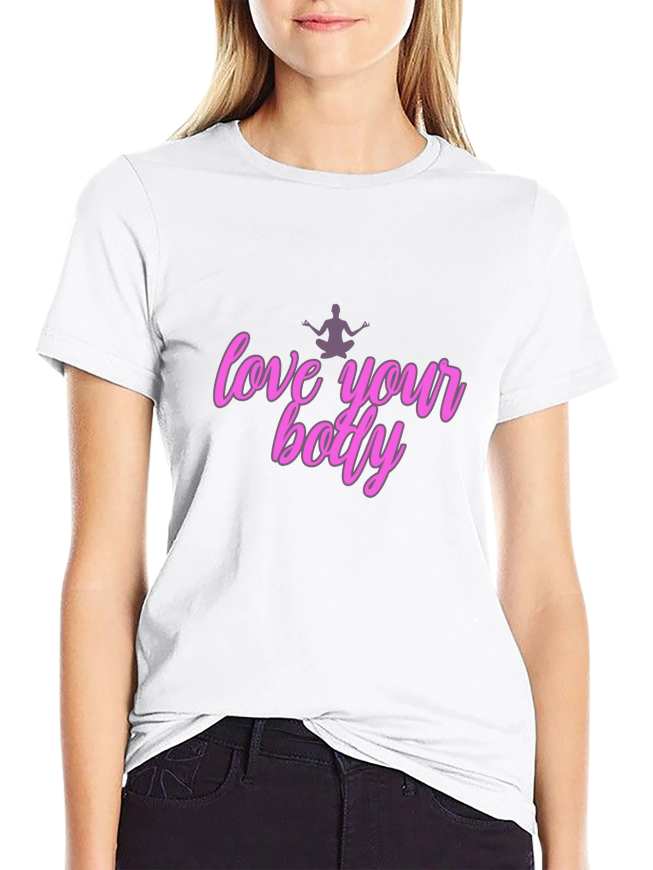 Black Love Your Body T-Shirt - Black Unisex view 9