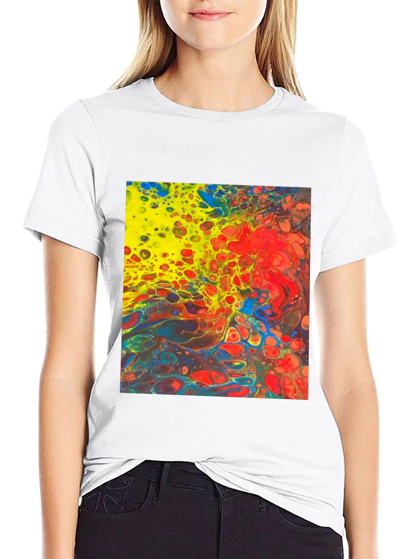 Black Abstract Art Graphic Tee - Bold & Vibrant Style view 9