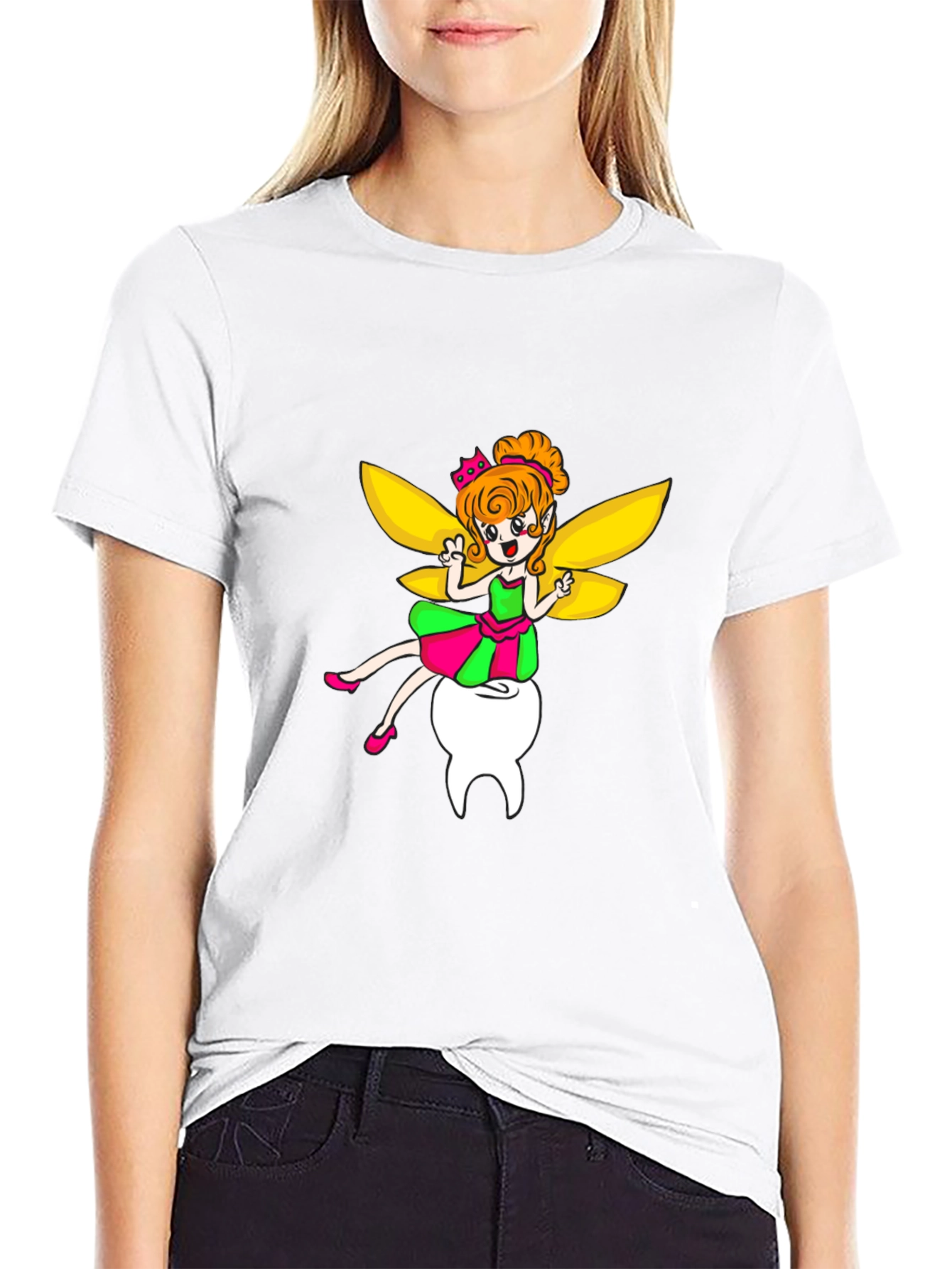 Black Tooth Fairy Graphic Tee - Unisex Black T-Shirt view 9