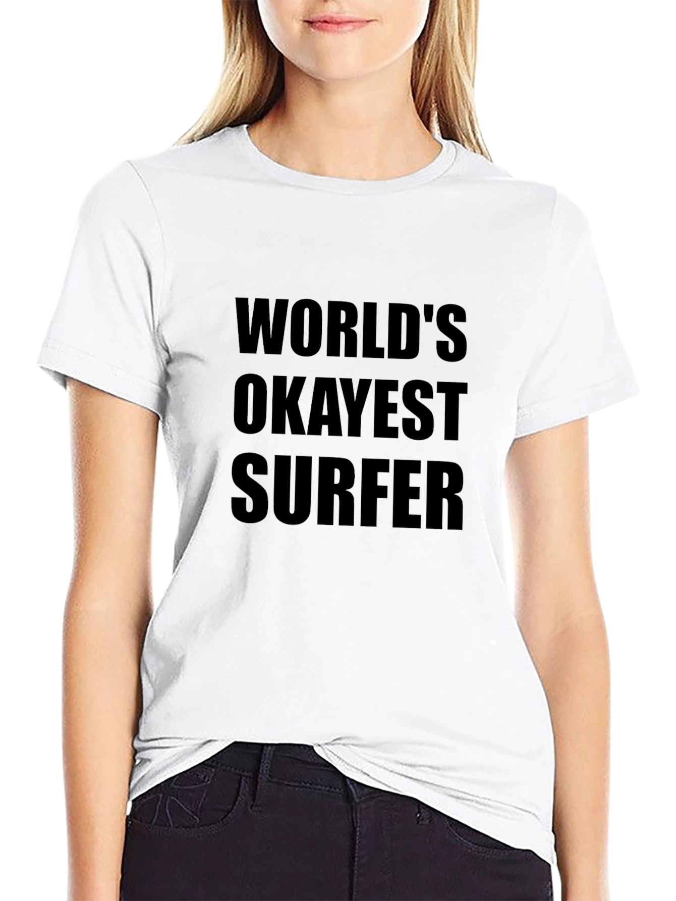 Black World's Okayest Surfer Black T-Shirt view 9