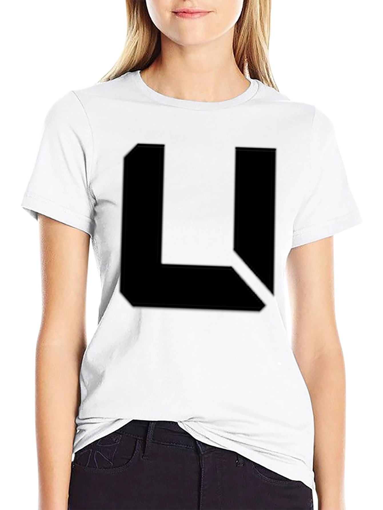 Black Abstract L Graphic Black T-Shirt view 9
