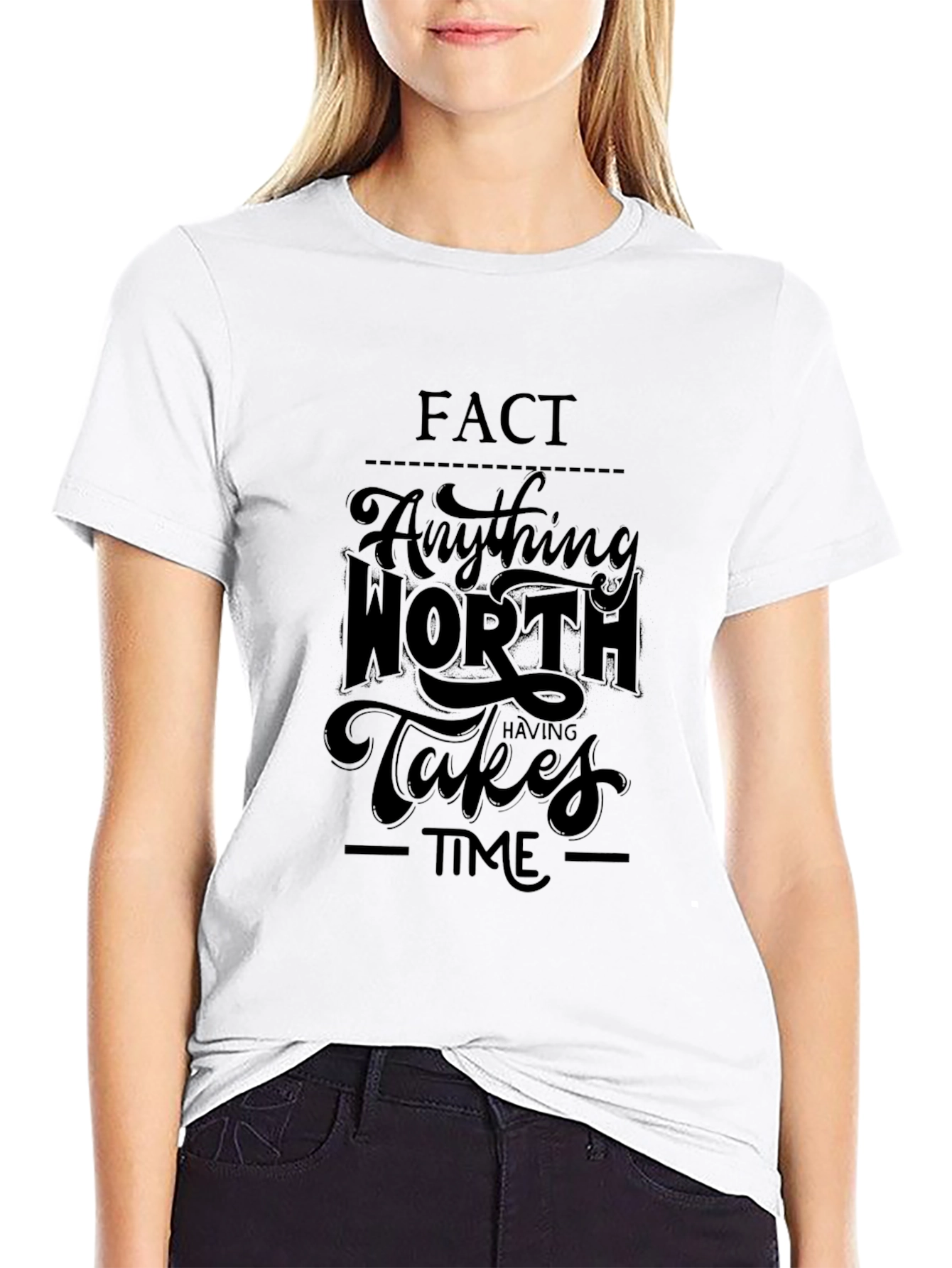 Black Inspirational Black T-Shirt: "Anything Worth Having Takes Time" view 9