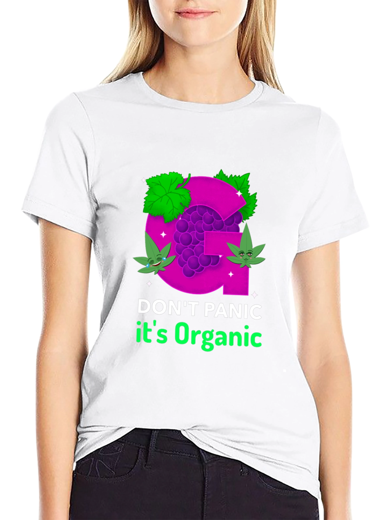 Black Organic Grape T-Shirt - Don't Panic view 9
